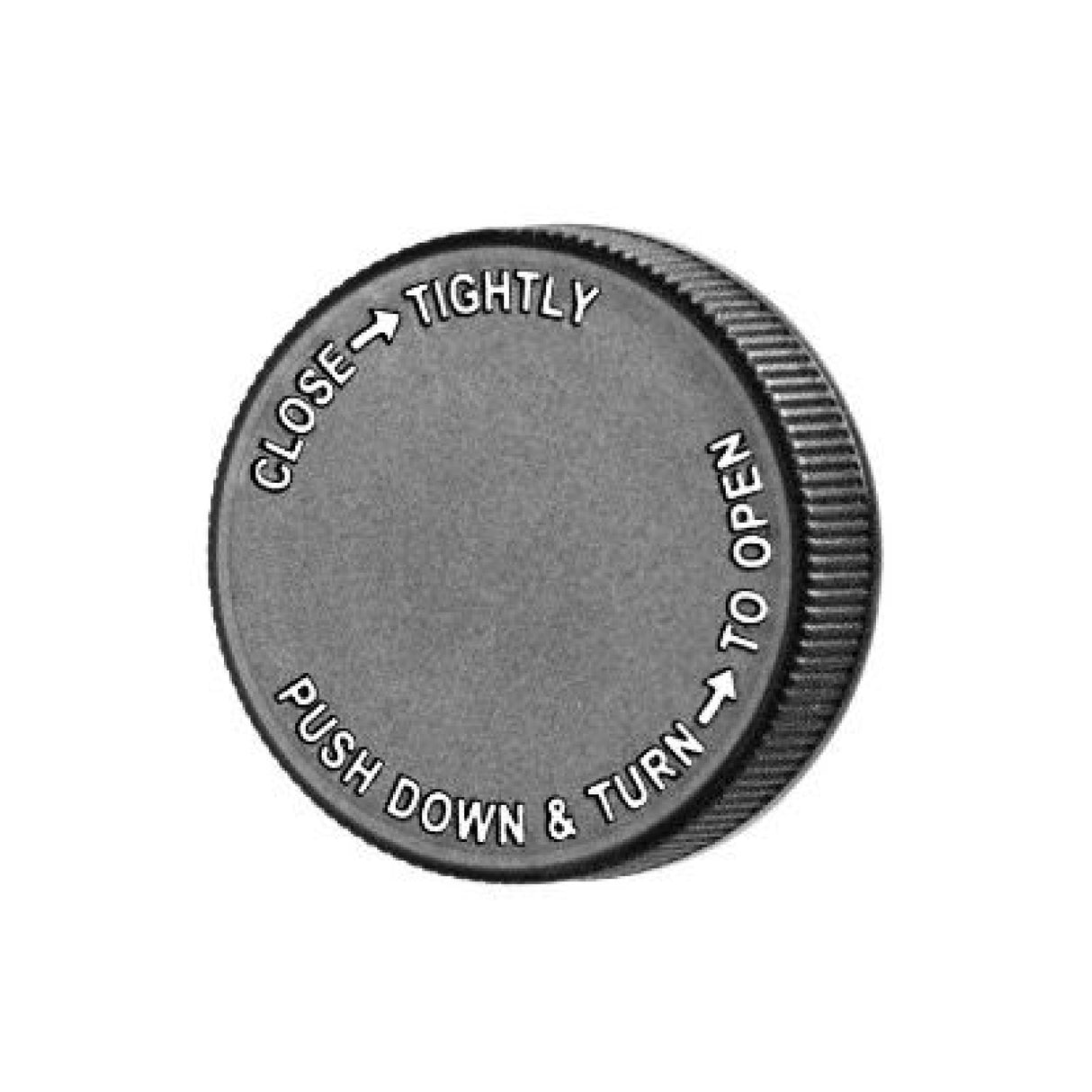 Child Resistant Caps with F217 Liner - Black with Text Instructions (70/400) - Assorted Caps | General Bottle Supply