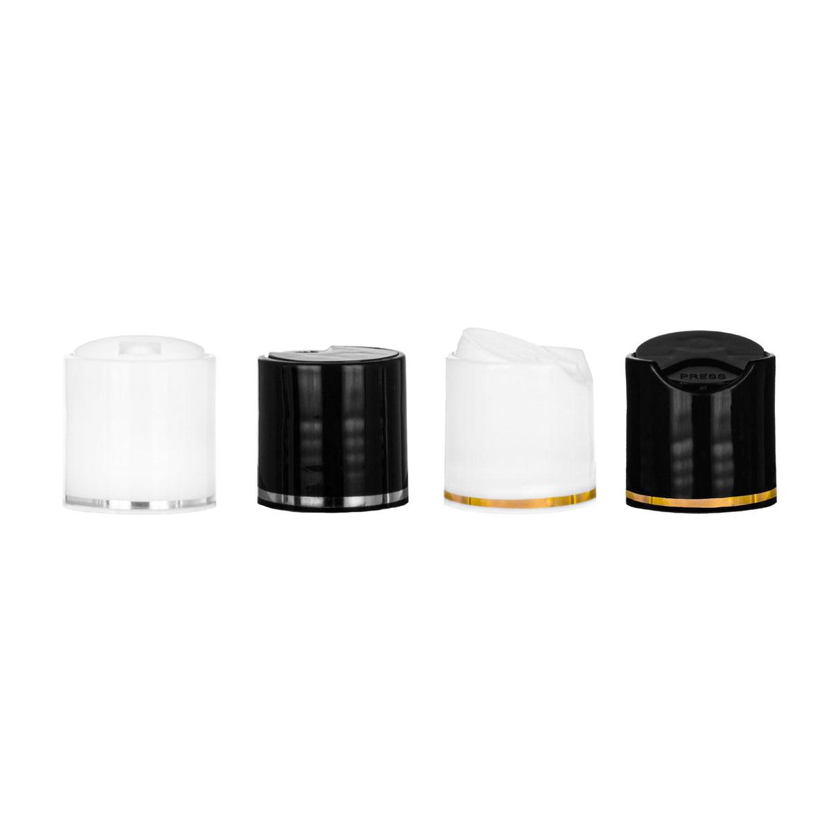 Disc or Press Top Smooth - Black with Gold Band (24/410) - Dispensing Caps | General Bottle Supply