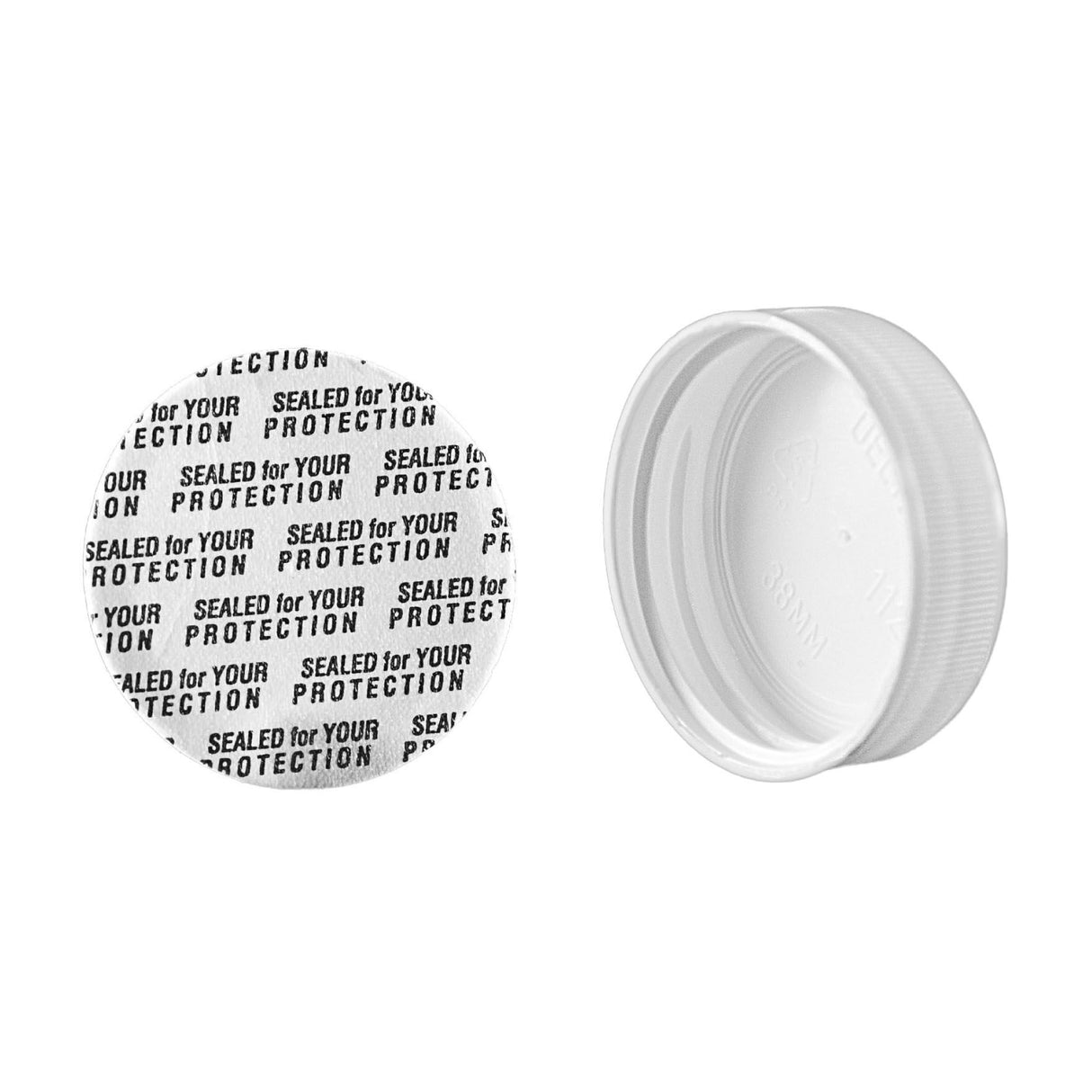 Plastic Ribbed Caps with Pressure Sensitive (PS-Liner) - White (89/400) - Assorted Caps | General Bottle Supply