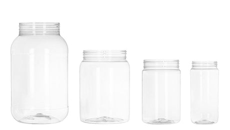 Round plastic jars in assorted sizes - wholesale packaging | General Bottle Supply