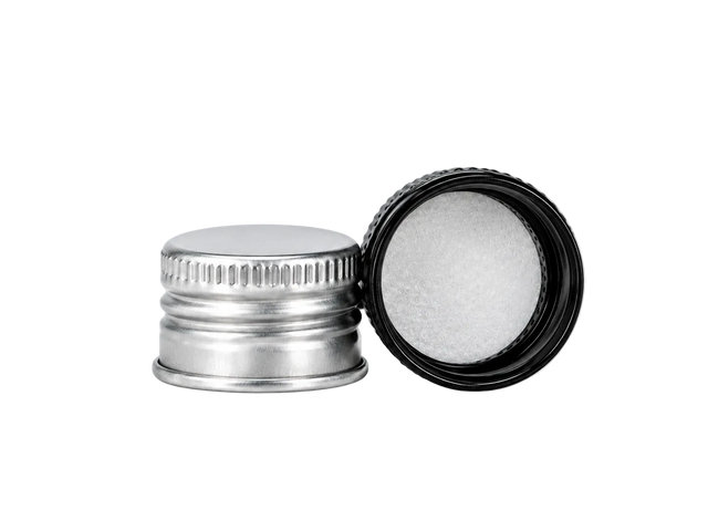 24MM BLACK ALUMINUM CAP WITH FOAM LINER - Assorted Caps | General Bottle Supply