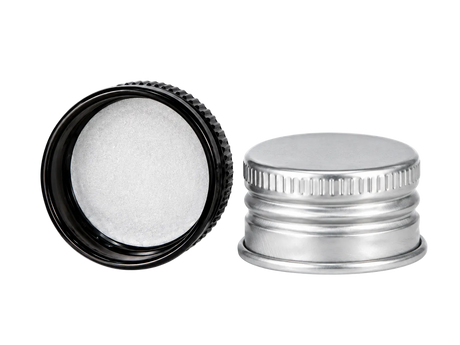 28MM BLACK ALUMINUM CAP WITH FOAM LINER - Assorted Caps | General Bottle Supply