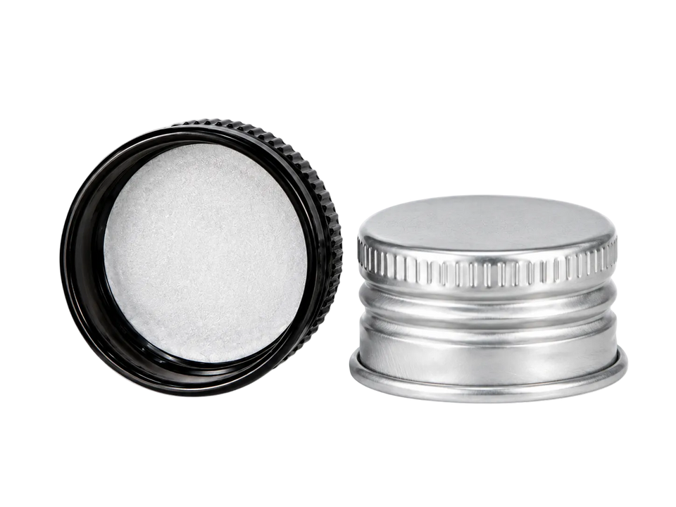 28MM BLACK ALUMINUM CAP WITH FOAM LINER - Assorted Caps | General Bottle Supply
