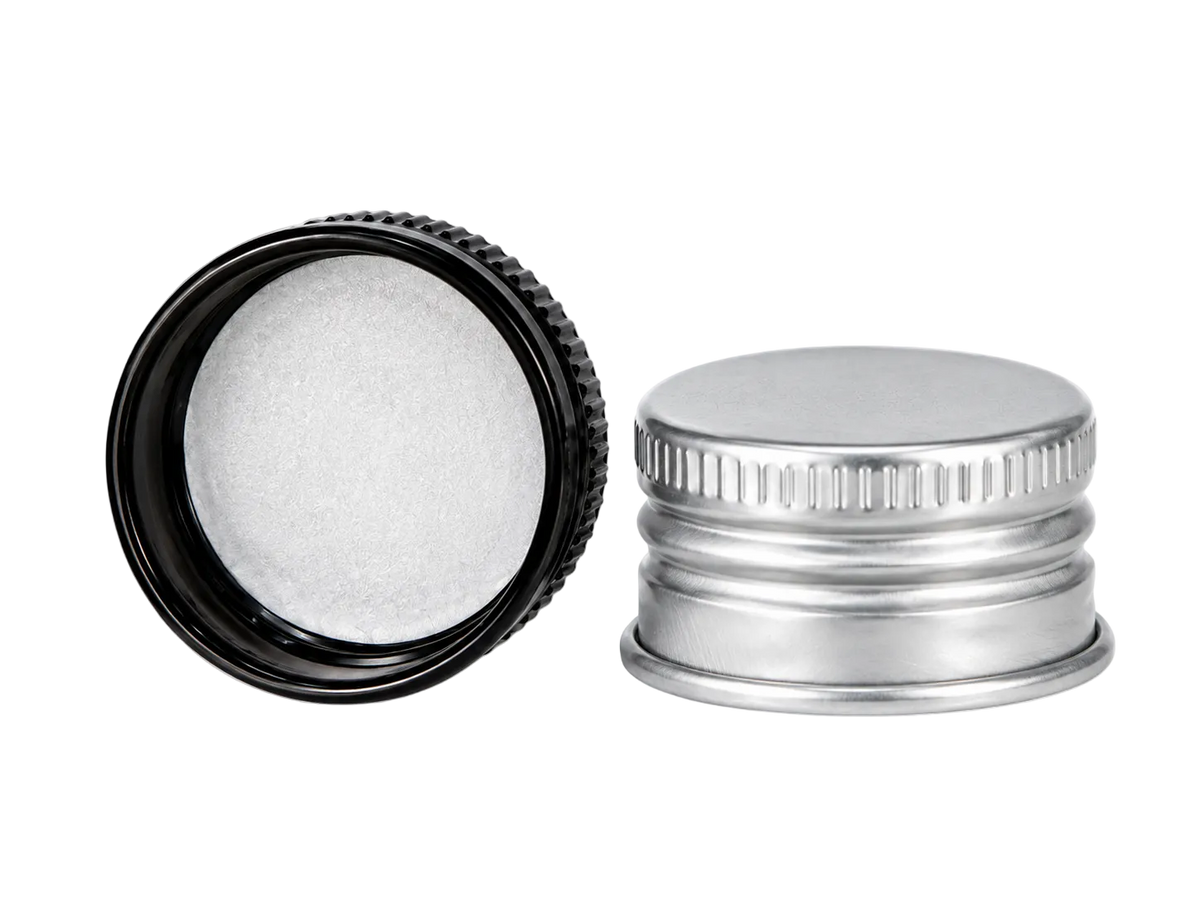 28MM SILVER ALUMINUM CAP WITH FOAM LINER - Assorted Caps | General Bottle Supply