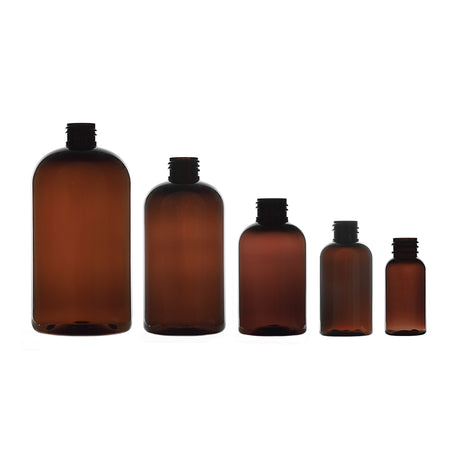 8 oz Boston Round PET Bottles - Amber - Plastic Bottle | General Bottle Supply