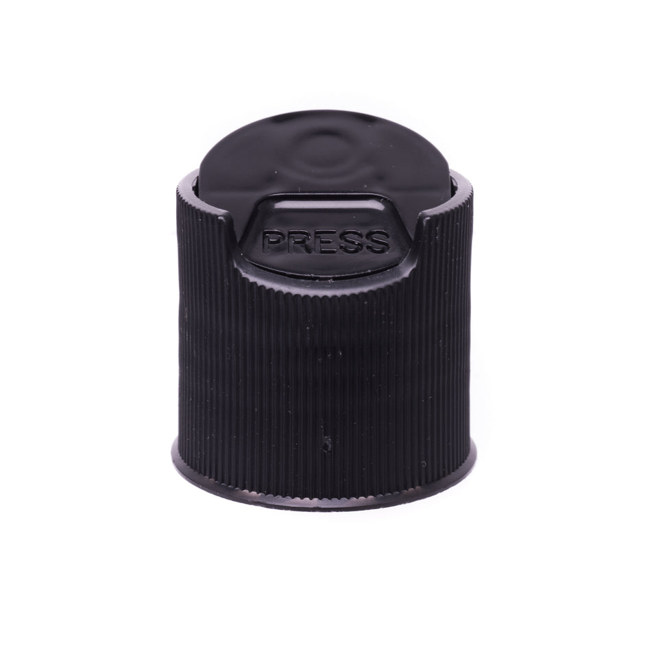 Disc or Press Top - Ribbed - Black (24/410) - Dispensing Caps | General Bottle Supply