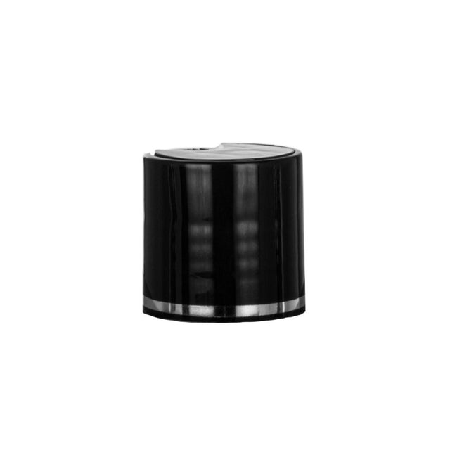 Disc or Press Top Smooth - Black with Silver Band (24/410) - Dispensing Caps | General Bottle Supply