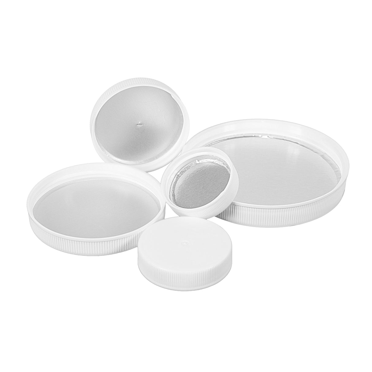 Heat Induction Plastic Bottle Caps - Foil Lined M-1 Liner for HDPE - White (38/400) - Assorted Caps | General Bottle Supply