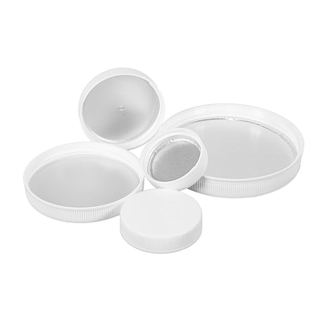 Heat Induction Plastic Bottle Caps - Foil Lined M-1 Liner for HDPE - White (38/400) - Assorted Caps | General Bottle Supply