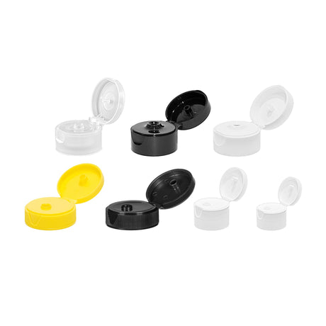 Hinged or Flip Top Caps - Yellow (38/400) - Dispensing Caps | General Bottle Supply