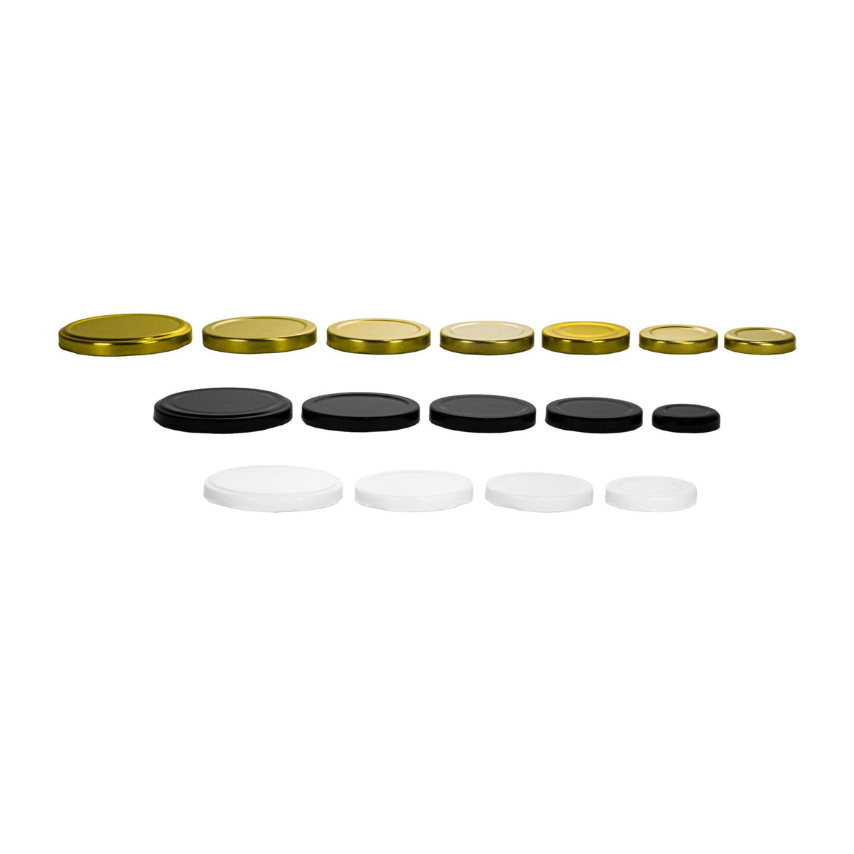 Metal Caps with Plastisol Liner - Lug Twist - Gold (63 Lug) - Assorted Caps | General Bottle Supply