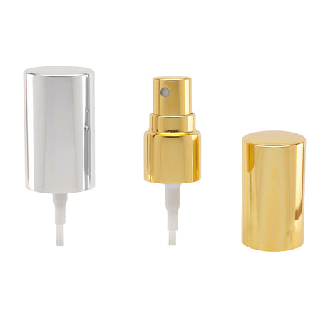 Metalized Fine Mist Sprayer with OverCap Imported - Silver (18/415) - Dispensing Caps | General Bottle Supply