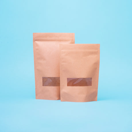 Stand-up pouches on blue background — wholesale | General Bottle Supply