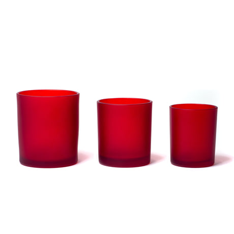 10oz Glass Candle Jar - Red Frosted - Glass Jar | General Bottle Supply