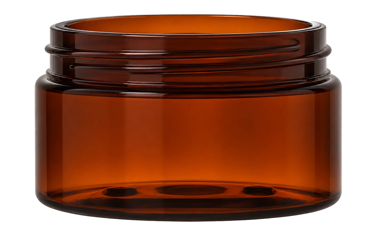 8 oz Wide Mouth PET Jars - Amber (Low Profile) - Plastic Jar | General Bottle